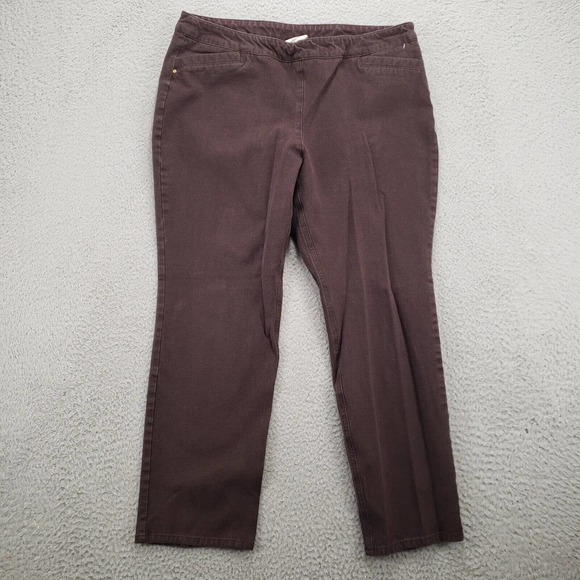 Chicos Pants Mens 2 US/12 Short Burgundy So Slimming Flat Front Casual Pockets - Picture 1 of 15